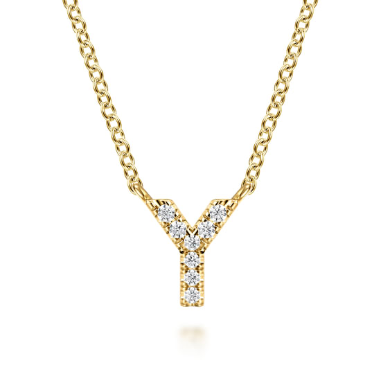 Gabriel - 14K Yellow Gold Diamond Y Initial Pendant Necklace