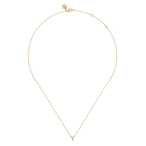 14K Yellow Gold Diamond Y Initial Pendant Necklace