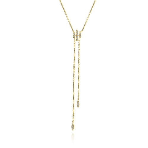 14K Yellow Gold Diamond Y Knot Necklace