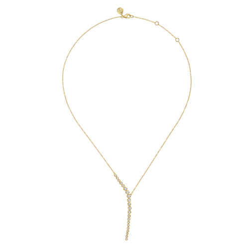 14K Yellow Gold Diamond Y Necklace
