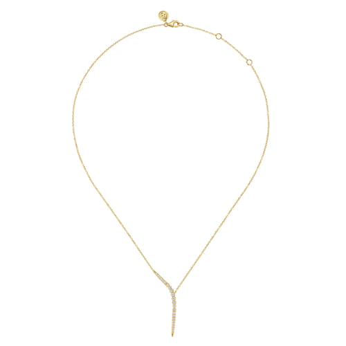 14K Yellow Gold Diamond Y Necklace
