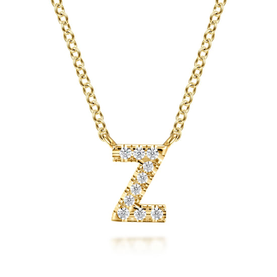 Gabriel - 14K Yellow Gold Diamond Z Initial Pendant Necklace