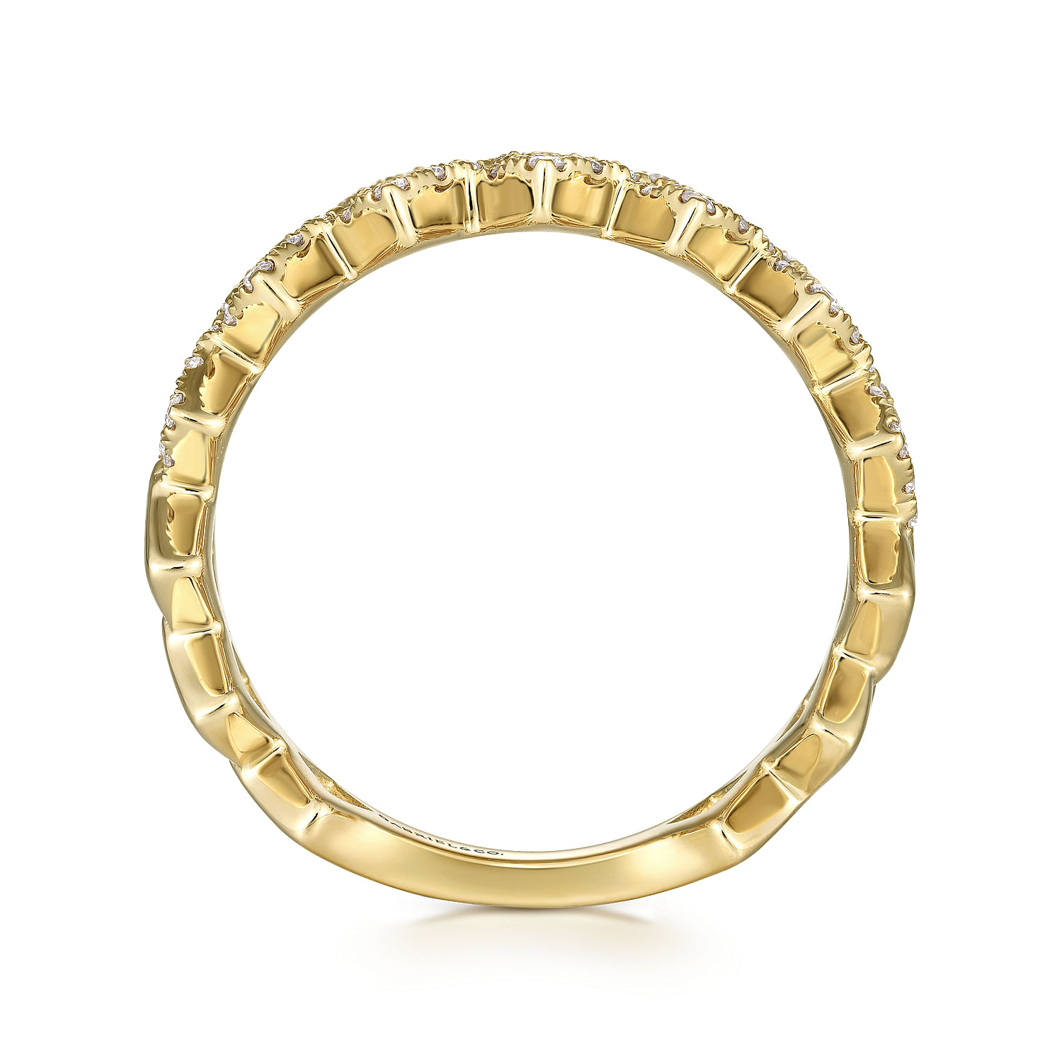 14K Yellow Gold Diamond Zig Zag Stackable Ring