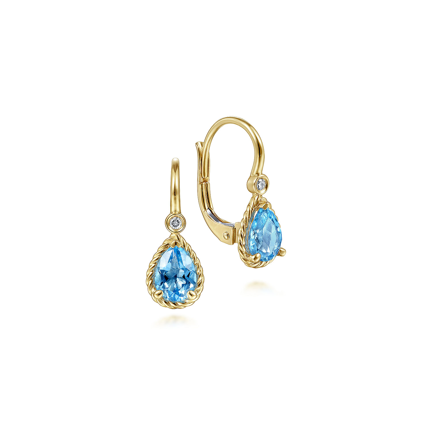 Gabriel - 14K Yellow Gold Diamond and Blue Topaz Earrings