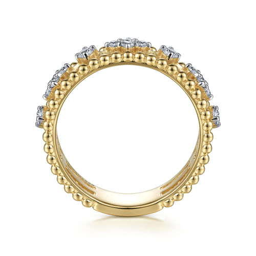 14K Yellow Gold Diamond and Bujukan Bead Easy Stackable Ring