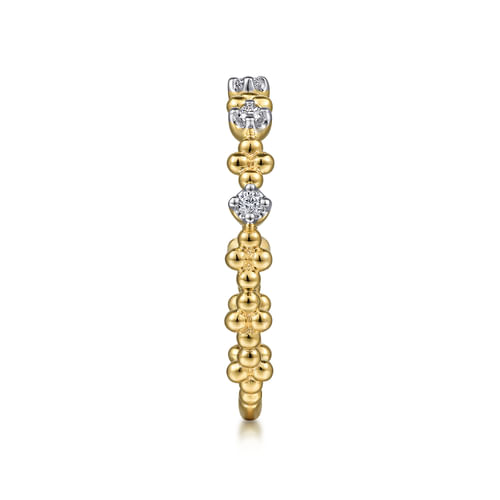 14K Yellow Gold Diamond and Bujukan Bead Station Stackable Ring
