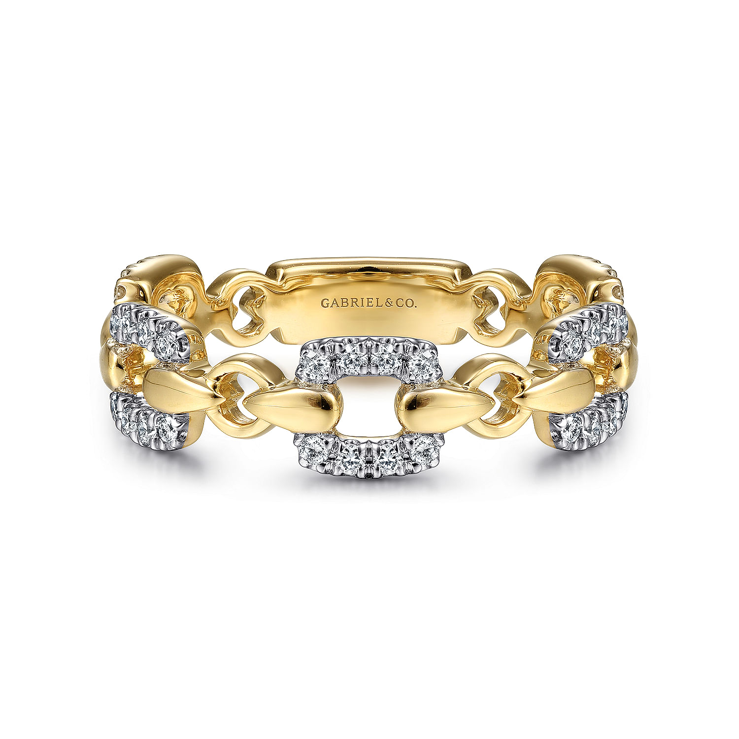 Gabriel - 14K Yellow Gold Diamond and Chain Link Ring