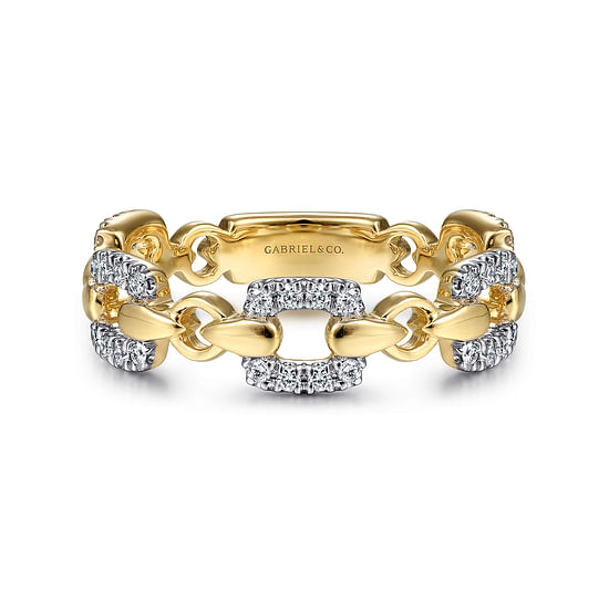 Gabriel - 14K Yellow Gold Diamond and Chain Link Ring