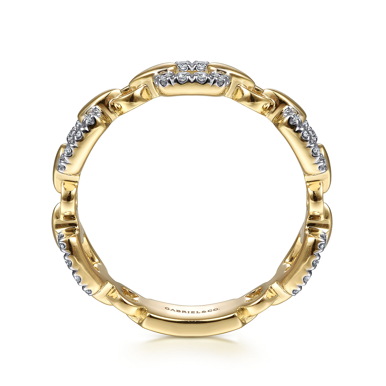 14K Yellow Gold Diamond and Chain Link Ring