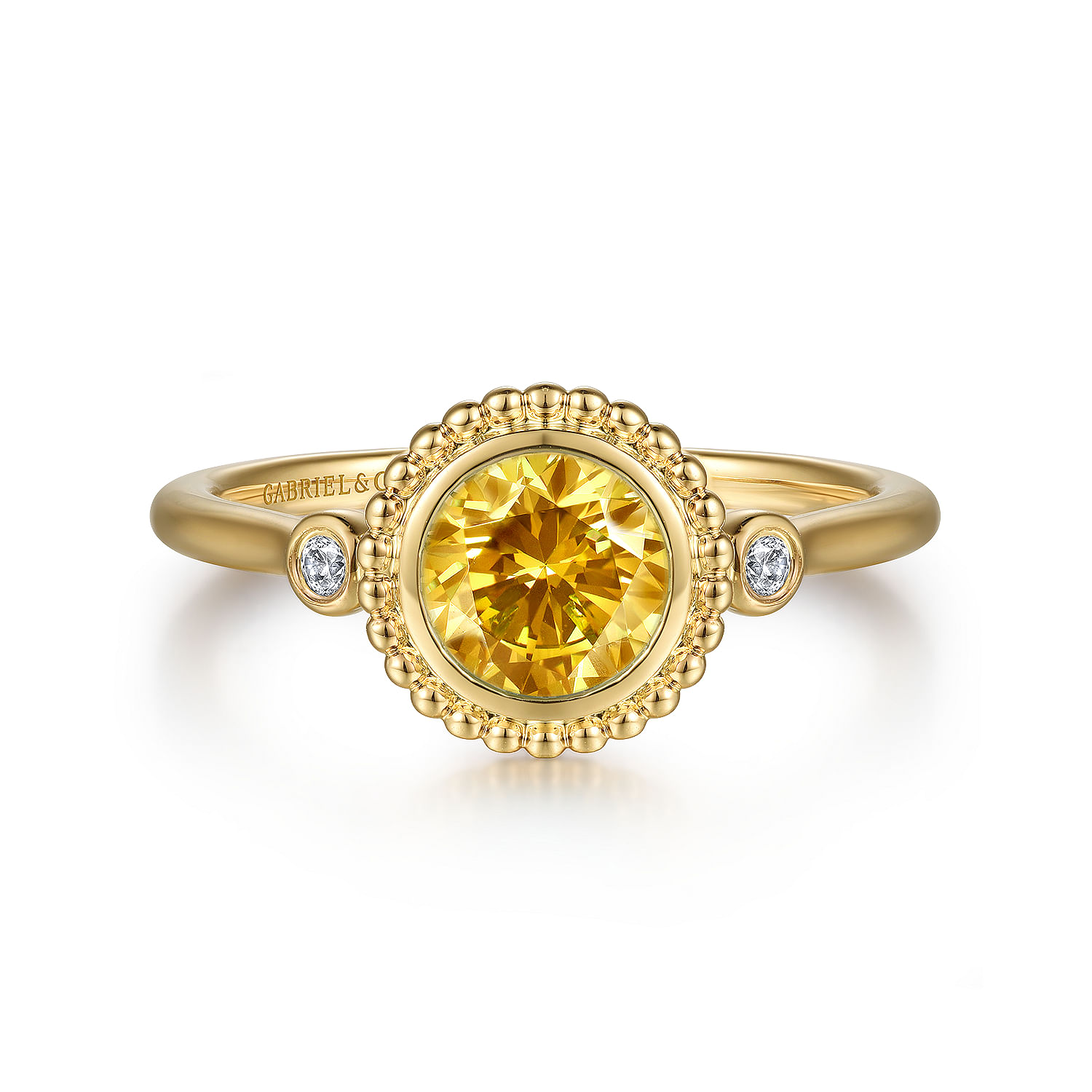 14K Yellow Gold Diamond and Citrine Bujukan Ladies' Ring