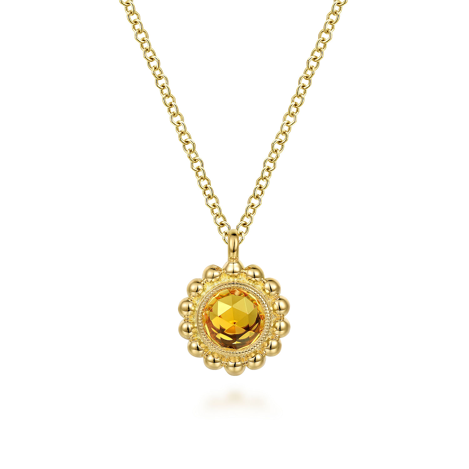 14K Yellow Gold Diamond and Citrine Bujukan Pendant Necklace