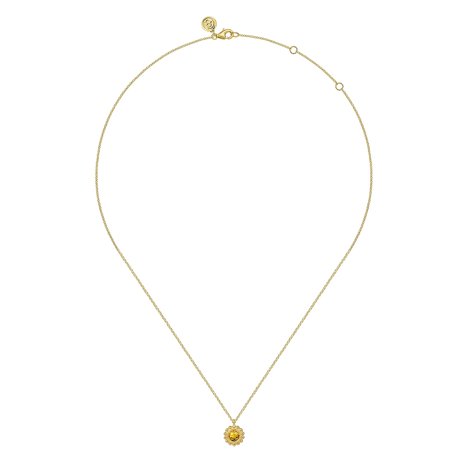 14K Yellow Gold Diamond and Citrine Bujukan Pendant Necklace