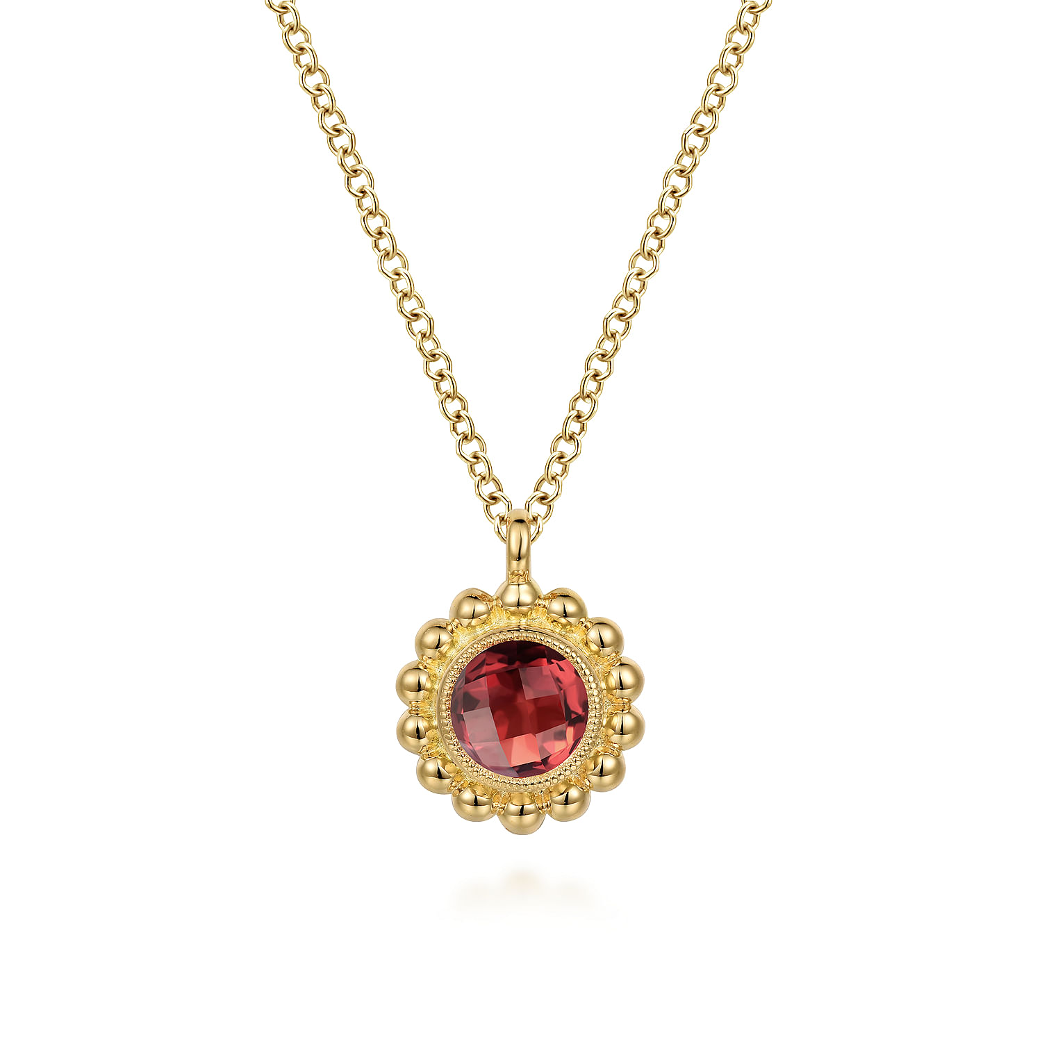 Gabriel - 14K Yellow Gold Diamond and Garnet Bujukan Pendant Necklace