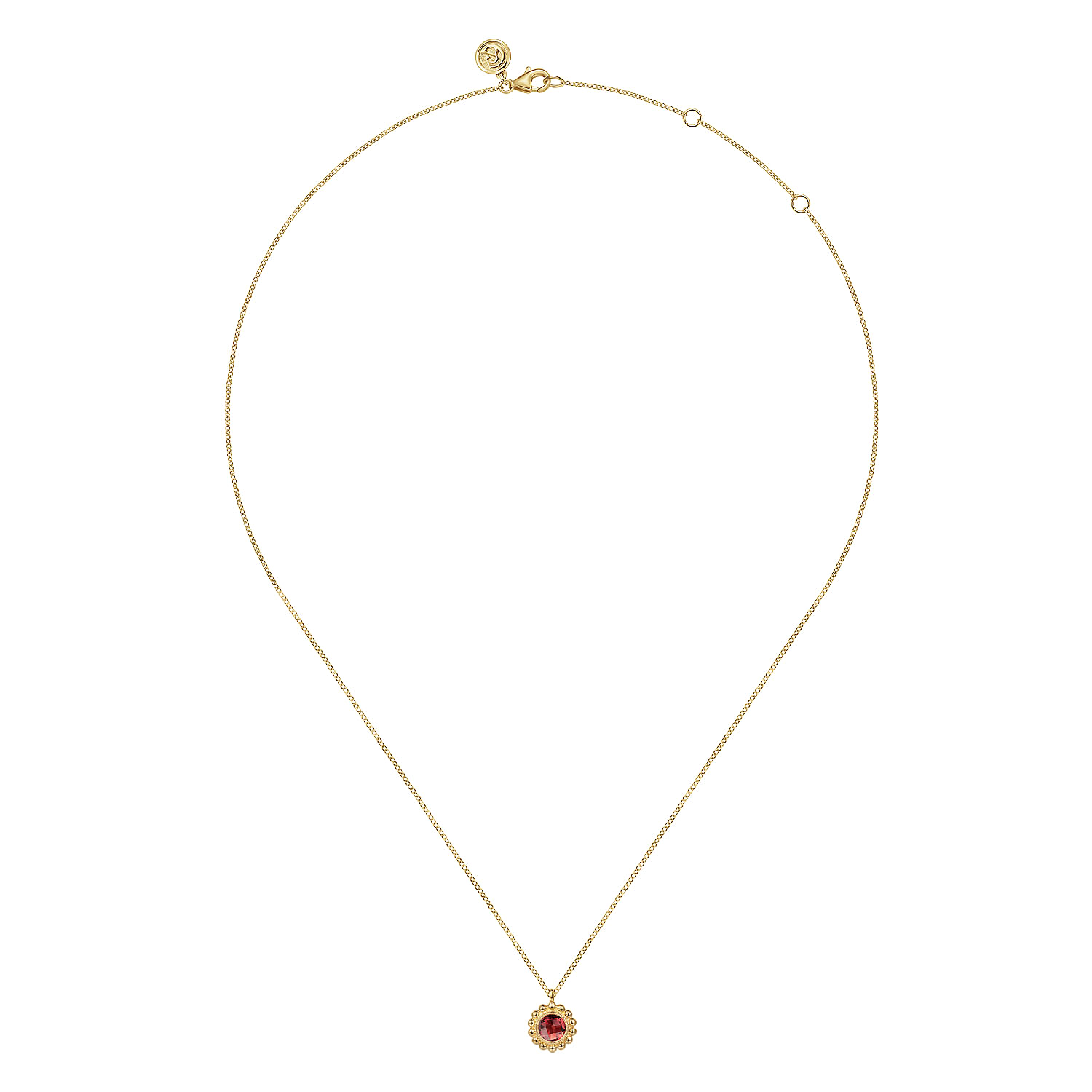 14K Yellow Gold Diamond and Garnet Bujukan Pendant Necklace