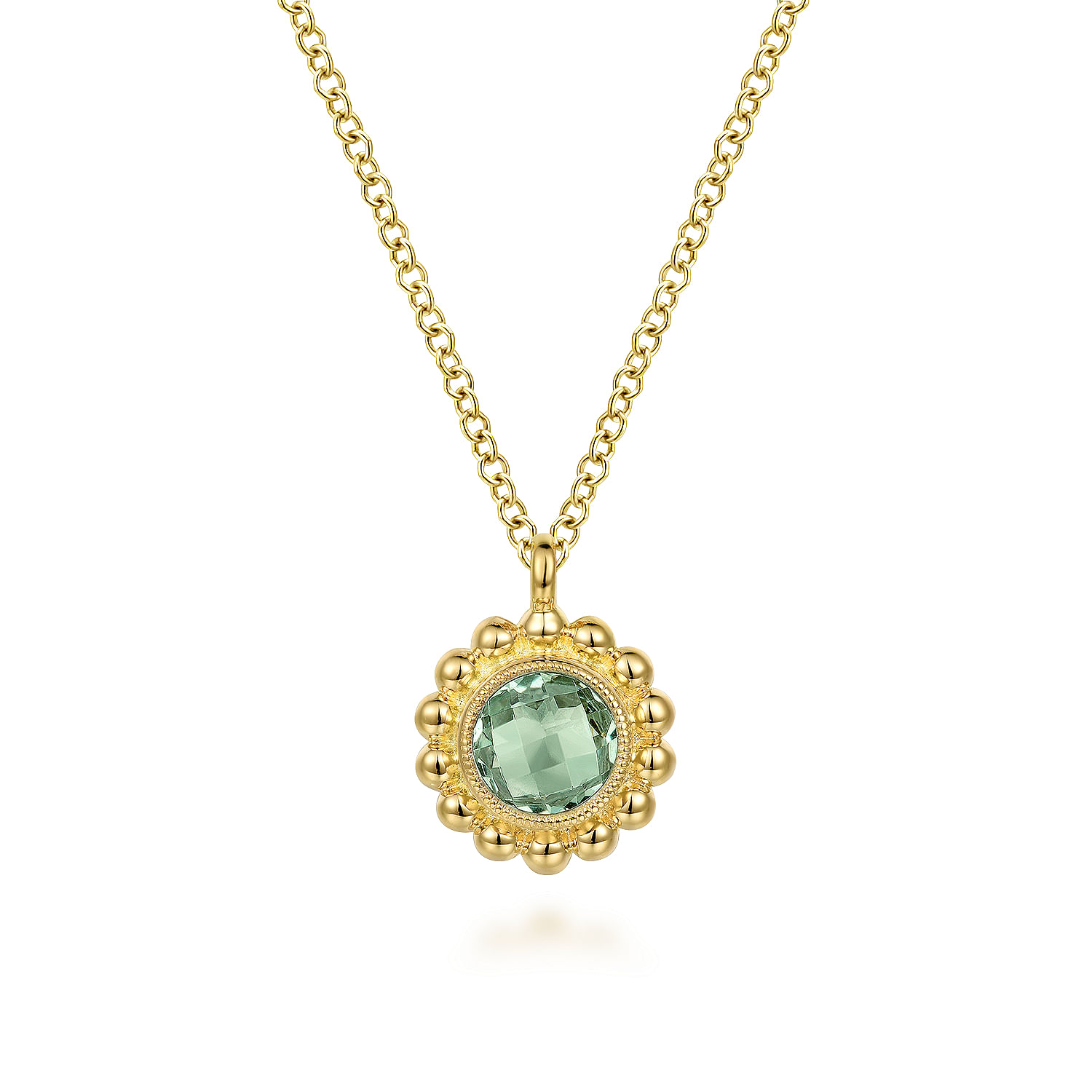 14K Yellow Gold Diamond and Green Amethyst Bujukan Pendant Necklace