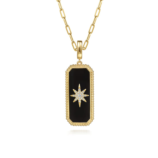 14K Yellow Gold Diamond and Onyx Bujukan Medallion Pendant With Detachable Bail angle 3