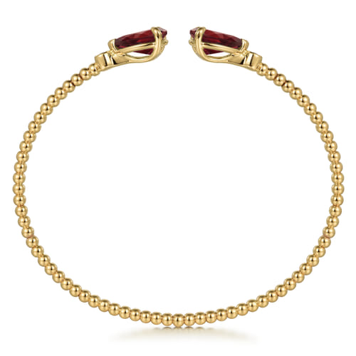 14K Yellow Gold Diamond and Pear Shape Garnet Bujukan Bangle 14K Yellow Gold Diamond and Pear Shape Garnet Bujukan Bangle