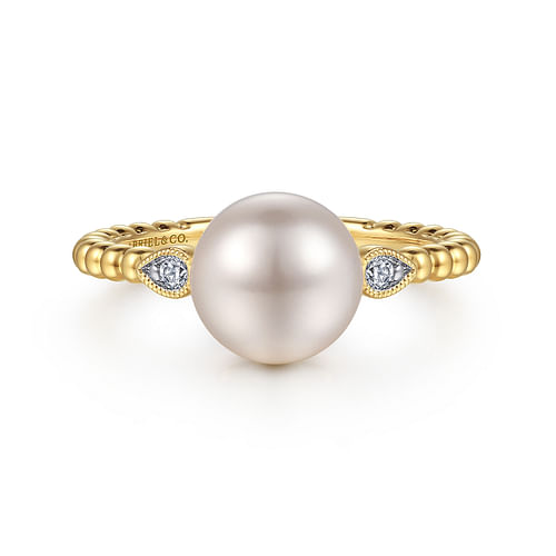 14K Yellow Gold Diamond and Pearl Bujukan Ring