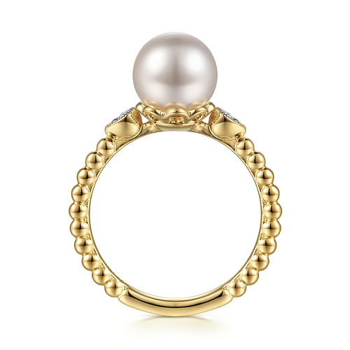 14K Yellow Gold Diamond and Pearl Bujukan Ring