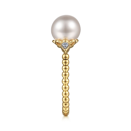 14K Yellow Gold Diamond and Pearl Bujukan Ring