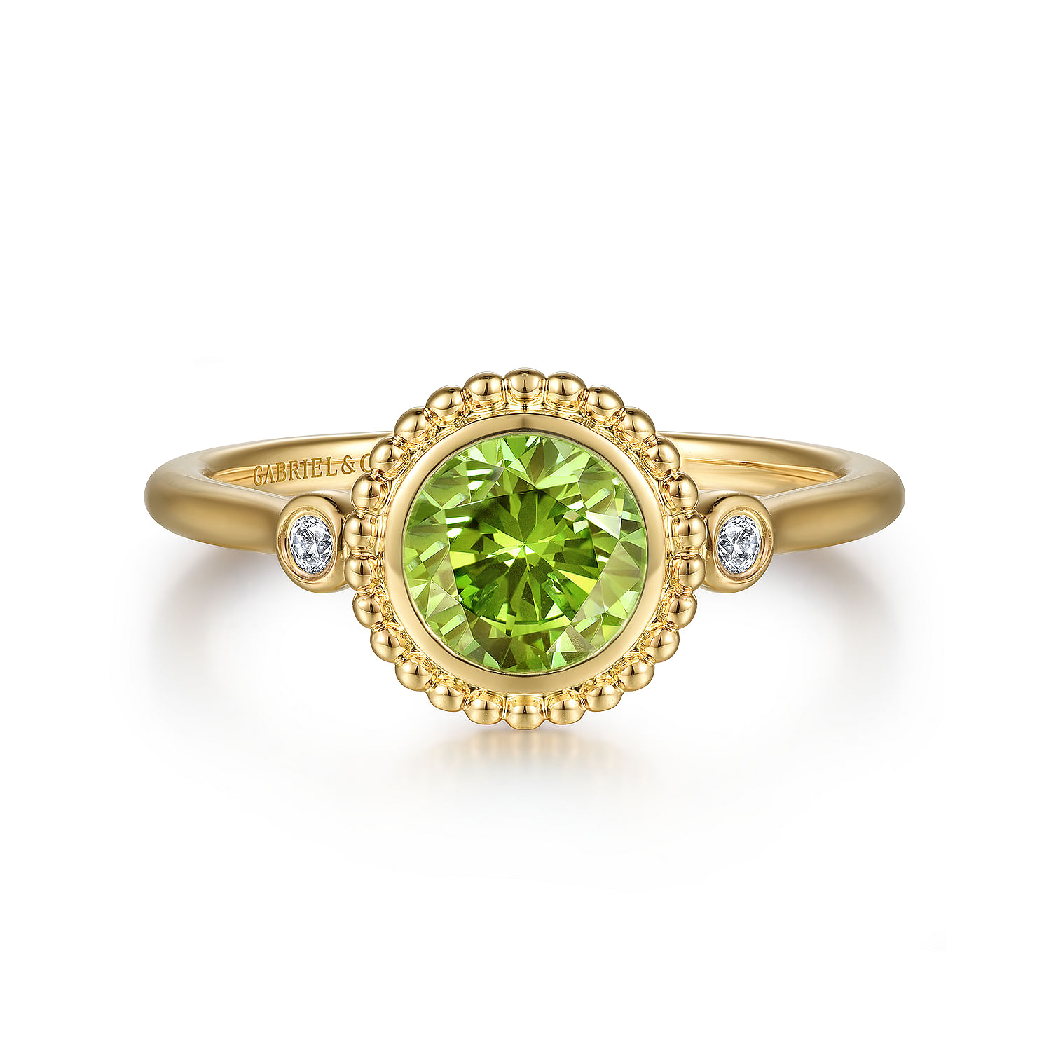 Gabriel - 14K Yellow Gold Diamond and Peridot Bujukan Ladies' Ring