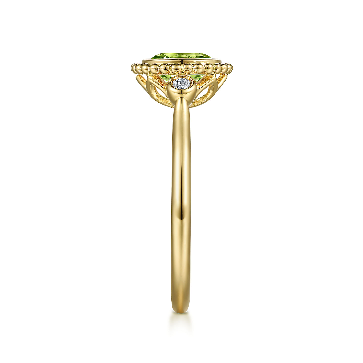 14K Yellow Gold Diamond and Peridot Bujukan Ladies' Ring