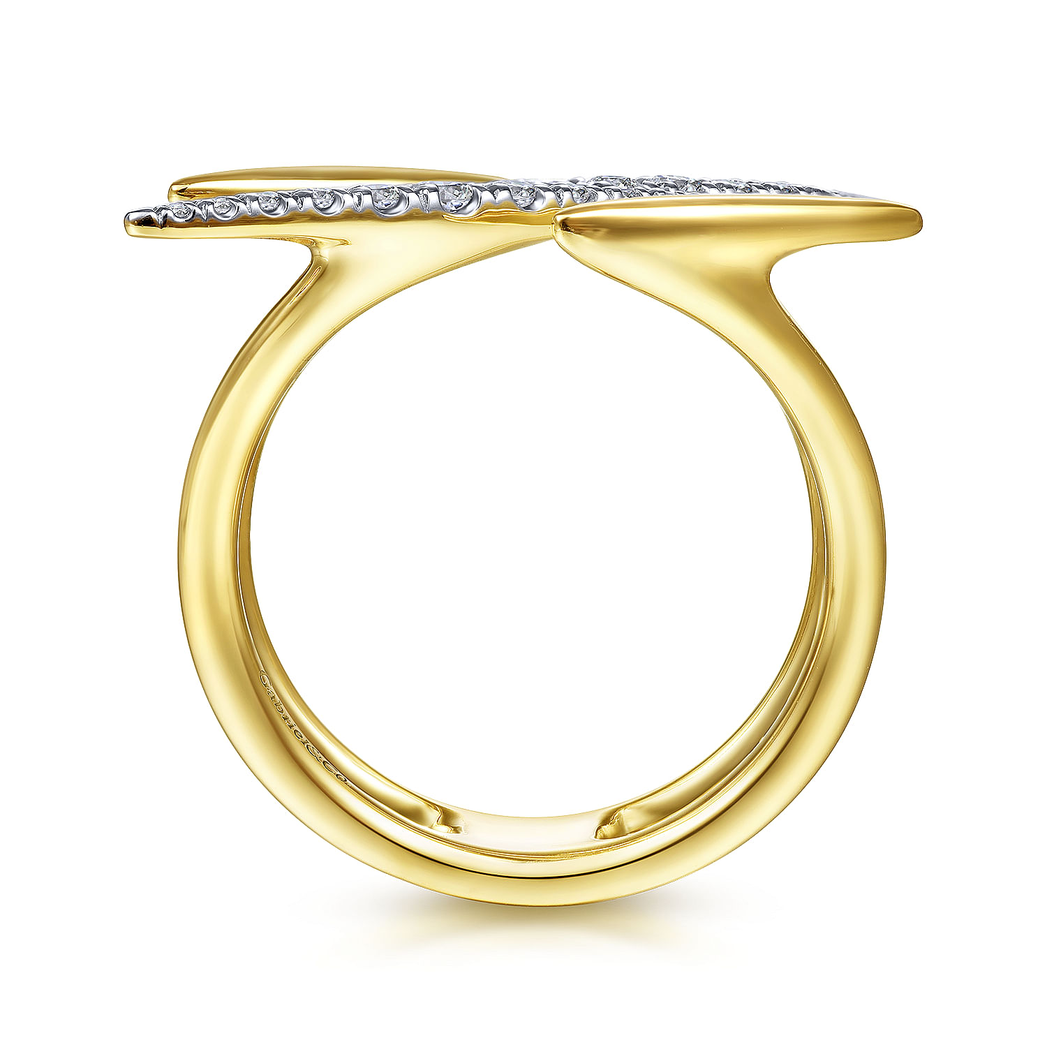 14K Yellow Gold Diamond and Plain Band Spike Ring