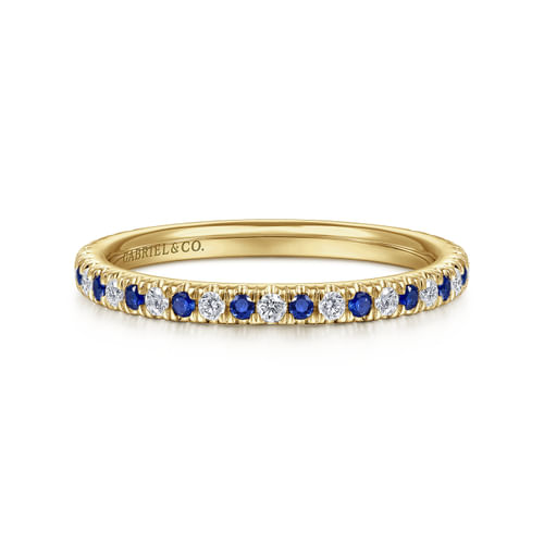14K Yellow Gold Diamond and Sapphire Anniversary Band