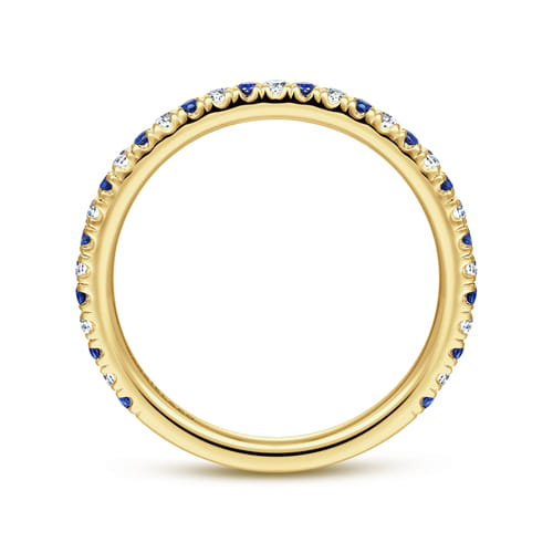 14K Yellow Gold Diamond and Sapphire Anniversary Band