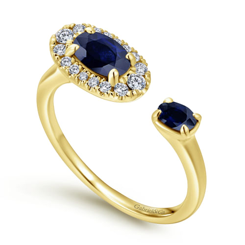 14K Yellow Gold Diamond and Sapphire Fashion Ladies Ring