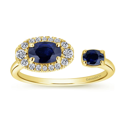 14K Yellow Gold Diamond and Sapphire Fashion Ladies Ring