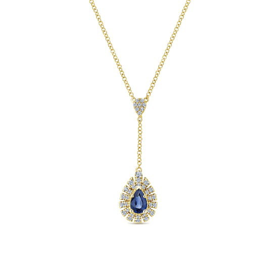 Gabriel - 14K Yellow Gold Diamond and Sapphire Teardrop Necklace