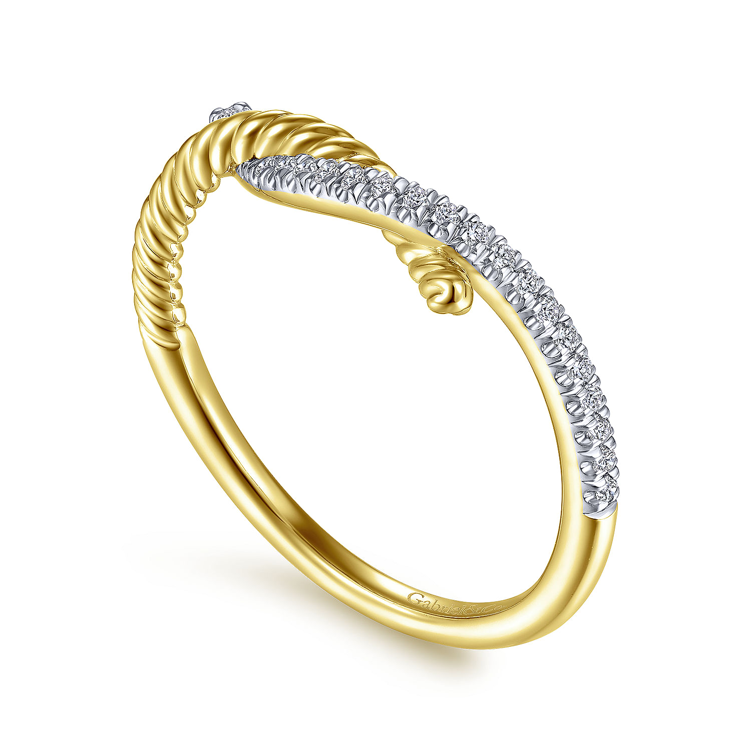 14K Yellow Gold Diamond and Twisted Rope Knot Ring