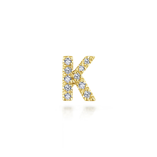 14K Yellow Gold Dimoand K Initial Locket Charm