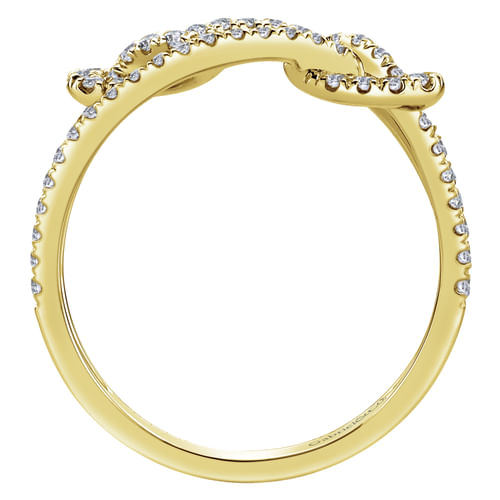 14K Yellow Gold Double Love Knot Pavé Diamond Ring