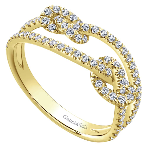14K Yellow Gold Double Love Knot Pavé Diamond Ring
