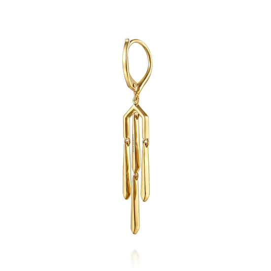 14K Yellow Gold Drop Chandelier Earrings angle 2