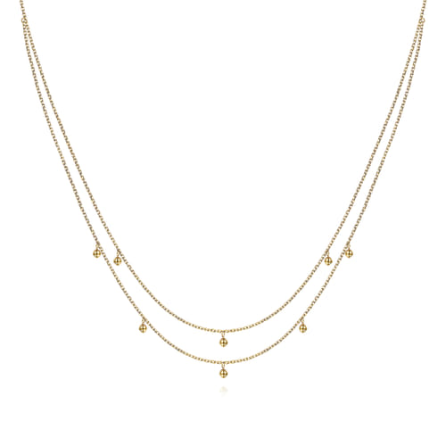 14K Yellow Gold Drops Necklace