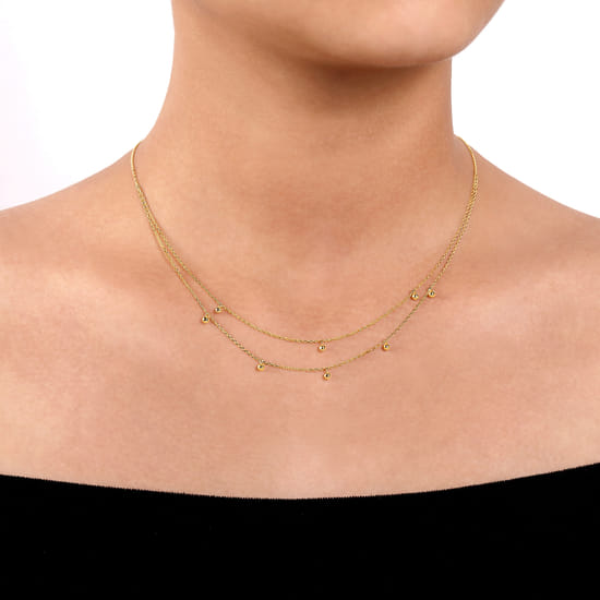 14K Yellow Gold Drops Necklace angle 3