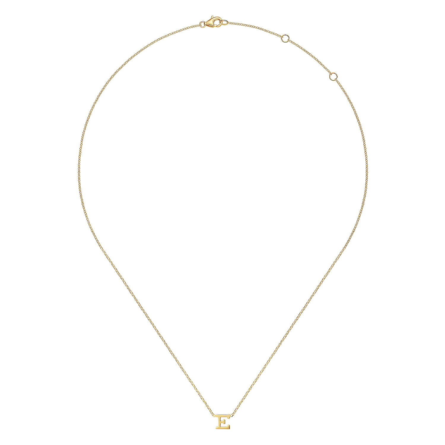 14K Yellow Gold E Initial Necklace