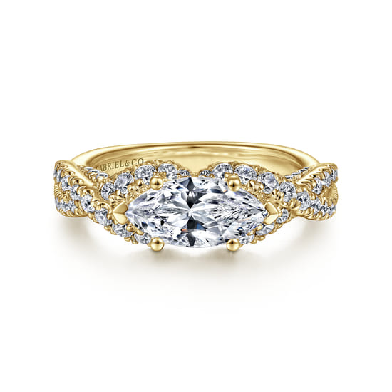 Gabriel - 14K Yellow Gold East West Marquise Shape Diamond Engagement Ring
