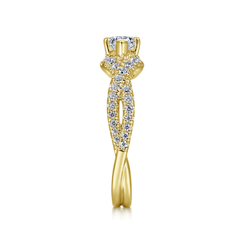 14K Yellow Gold East West Marquise Shape Diamond Engagement Ring