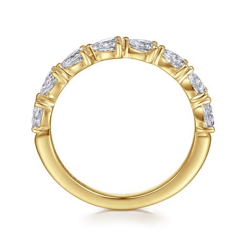 14K Yellow Gold East West Prong Set Pear Shape Diamond Anniversary Band