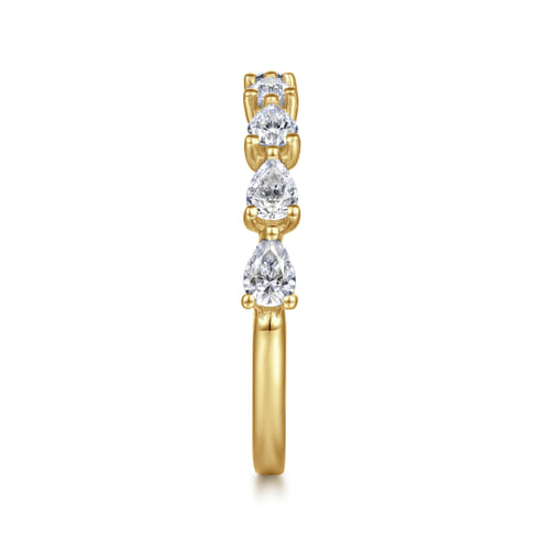 14K Yellow Gold East West Prong Set Pear Shape Diamond Anniversary Band