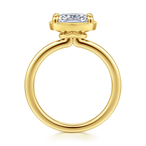 14K Yellow Gold East West and Bezel Prong Elongated Cushion Diamond Engagement Ring