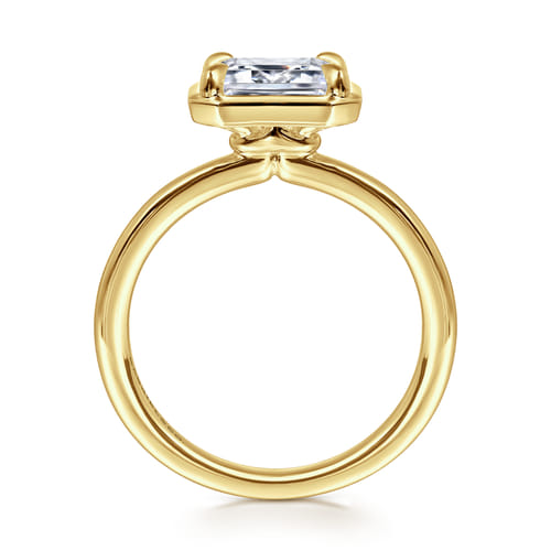 14K Yellow Gold East West and Bezel Prong Emerald Cut Diamond Engagement Ring 14K Yellow Gold East West and Bezel Prong Emerald Cut Diamond Engagement Ring