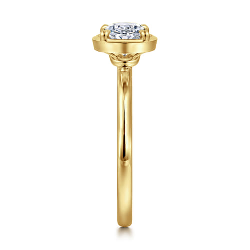 14K Yellow Gold East West and Bezel Prong Oval Diamond Engagement Ring 14K Yellow Gold East West and Bezel Prong Oval Diamond Engagement Ring