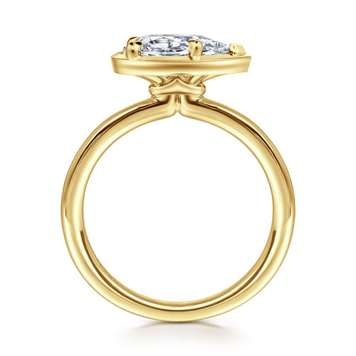 14K Yellow Gold East West and Bezel Prong Pear Shape Diamond Engagement Ring 14K Yellow Gold East West and Bezel Prong Pear Shape Diamond Engagement Ring