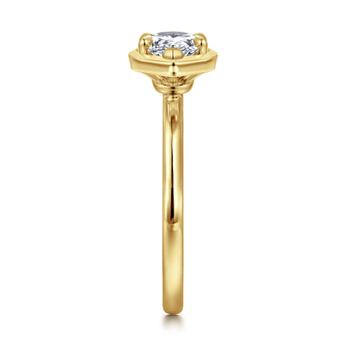 14K Yellow Gold East West and Bezel Prong Pear Shape Diamond Engagement Ring 14K Yellow Gold East West and Bezel Prong Pear Shape Diamond Engagement Ring