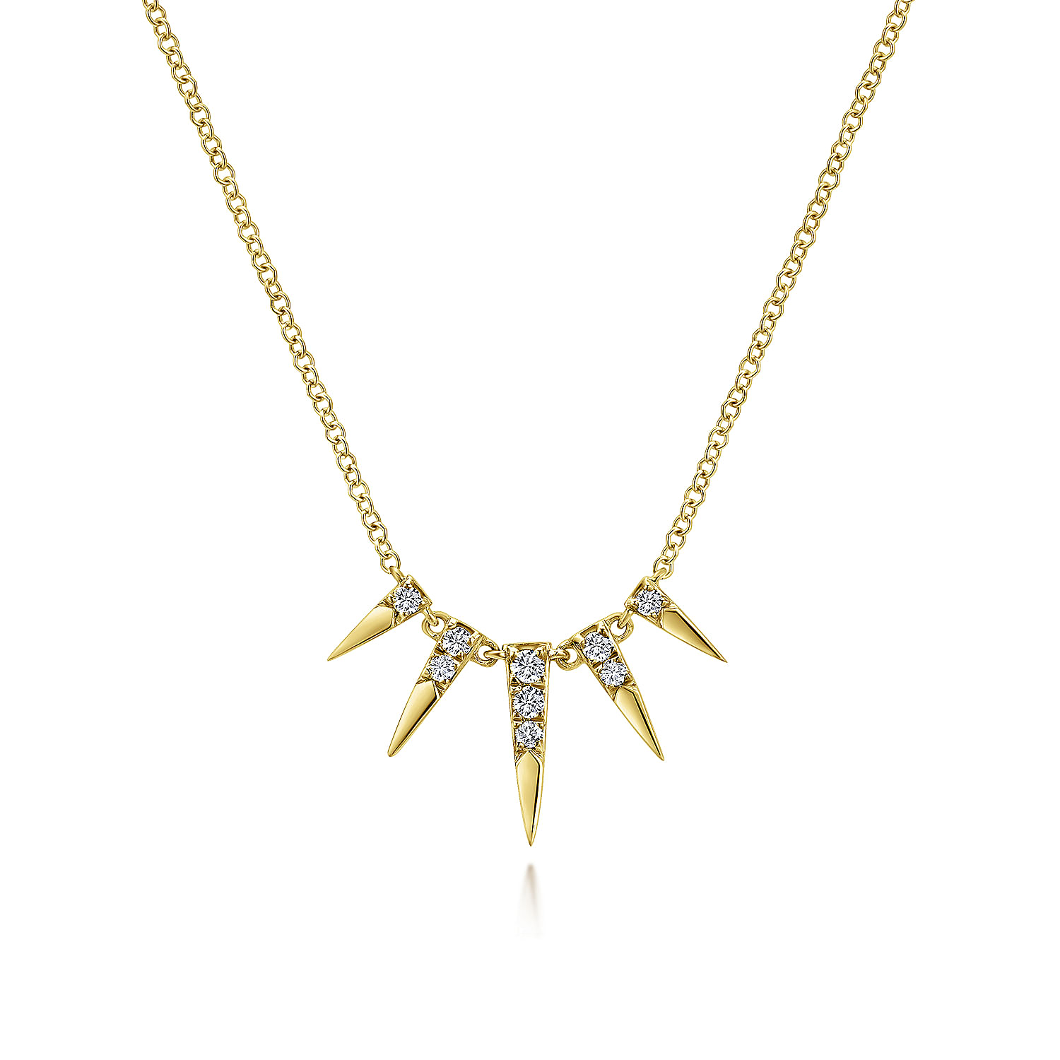 14K Yellow Gold Edgy Spikes Diamond Necklace